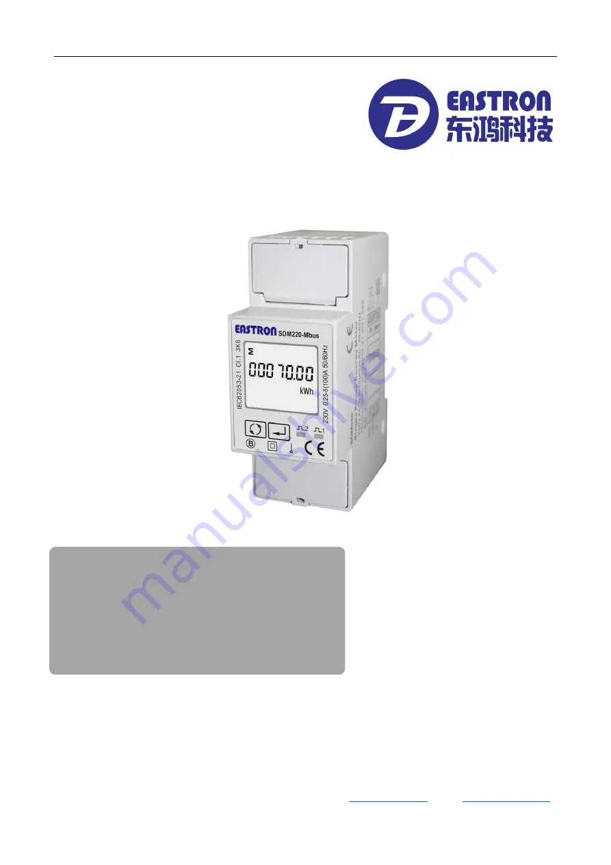 Eastron SDM220-MBUS User Manual Download Page 1