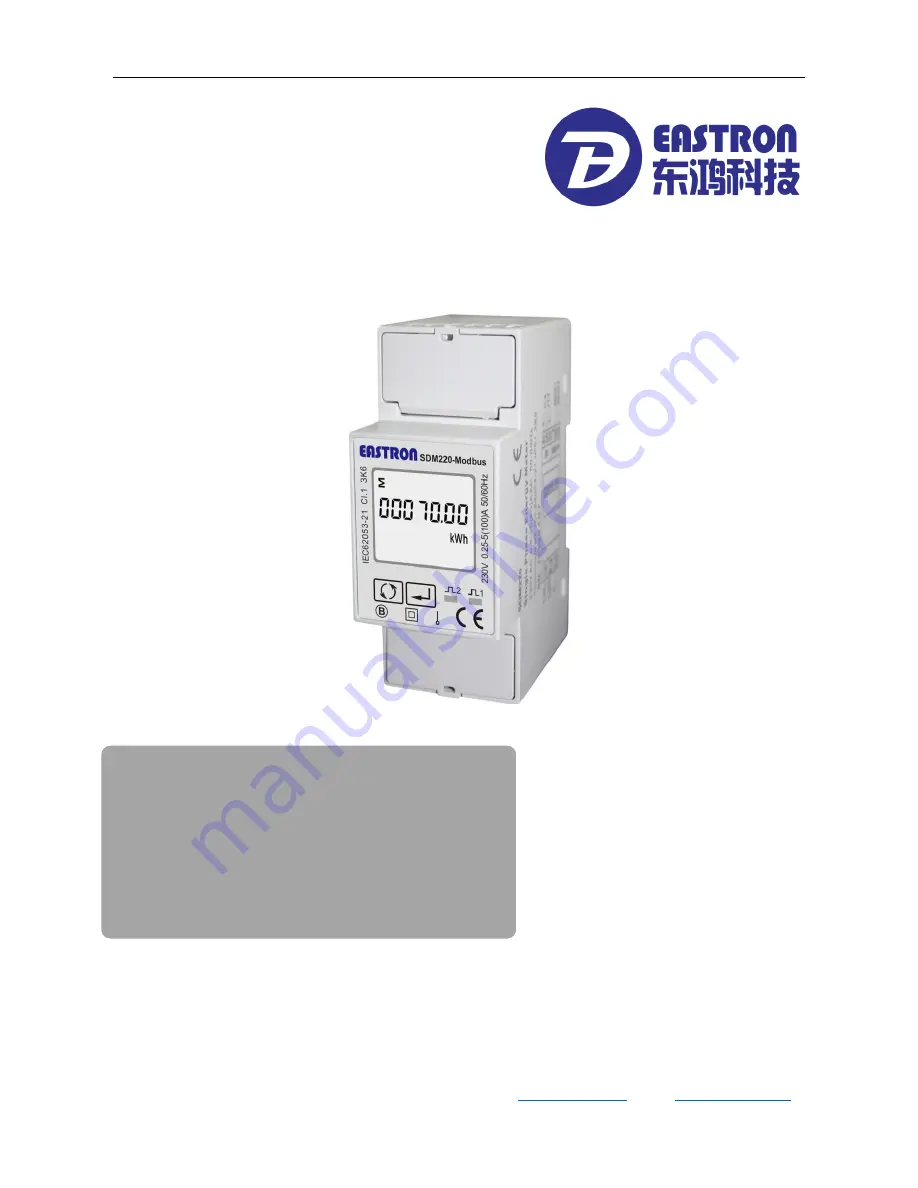 Eastron SDM220-Modbus Скачать руководство пользователя страница 1