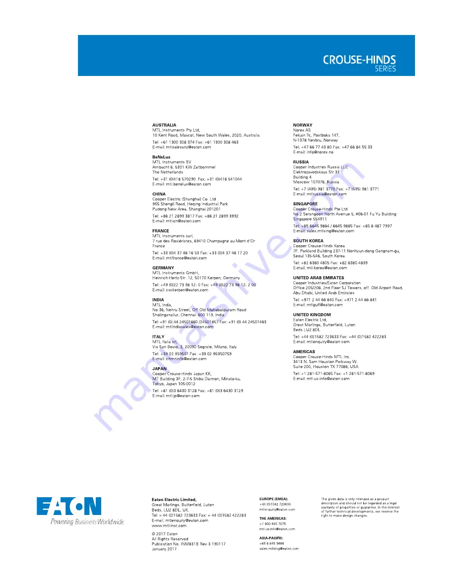 Eaton MTL831B Manual Download Page 12