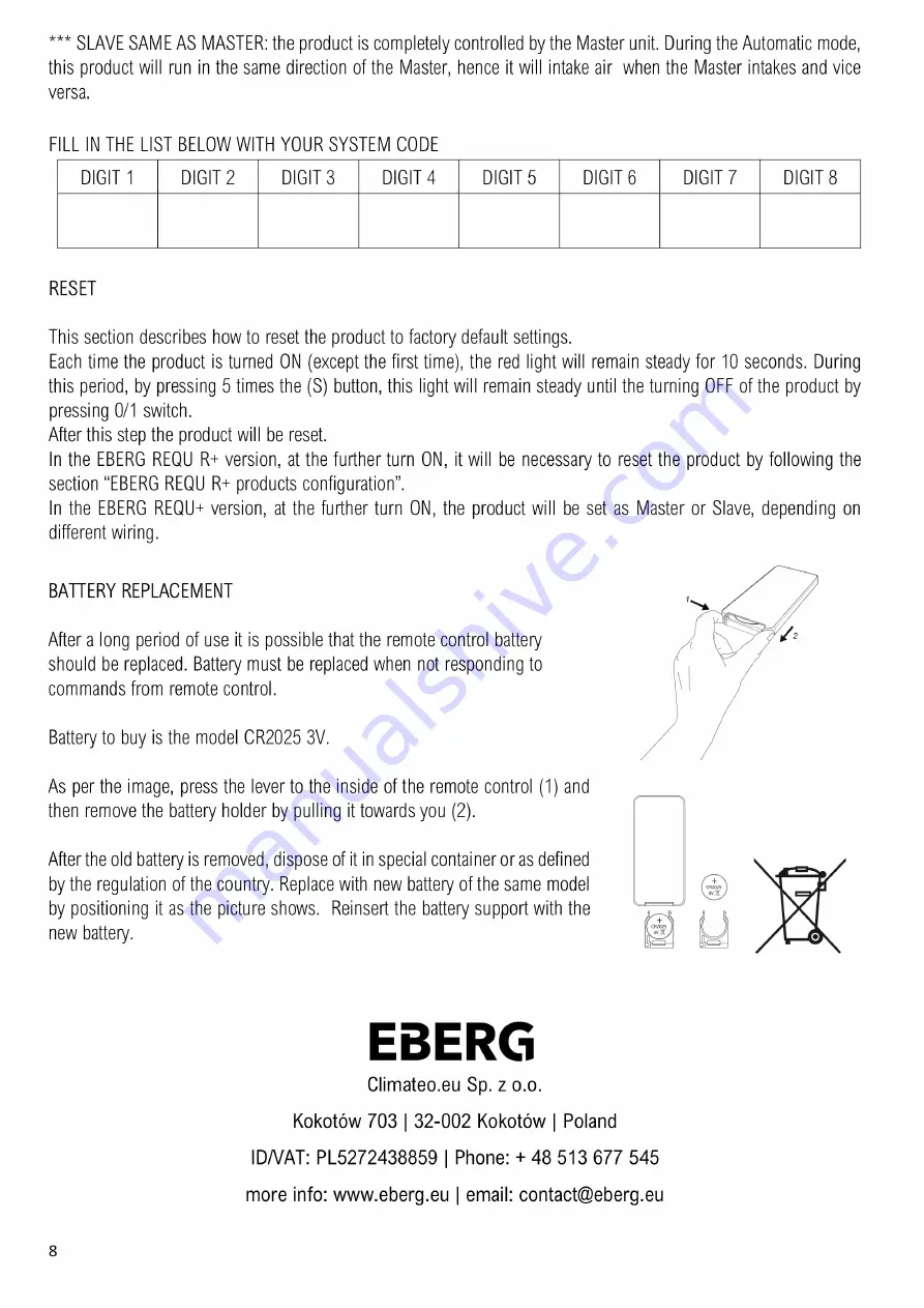 Eberg REQU R+ User Instructions Download Page 8