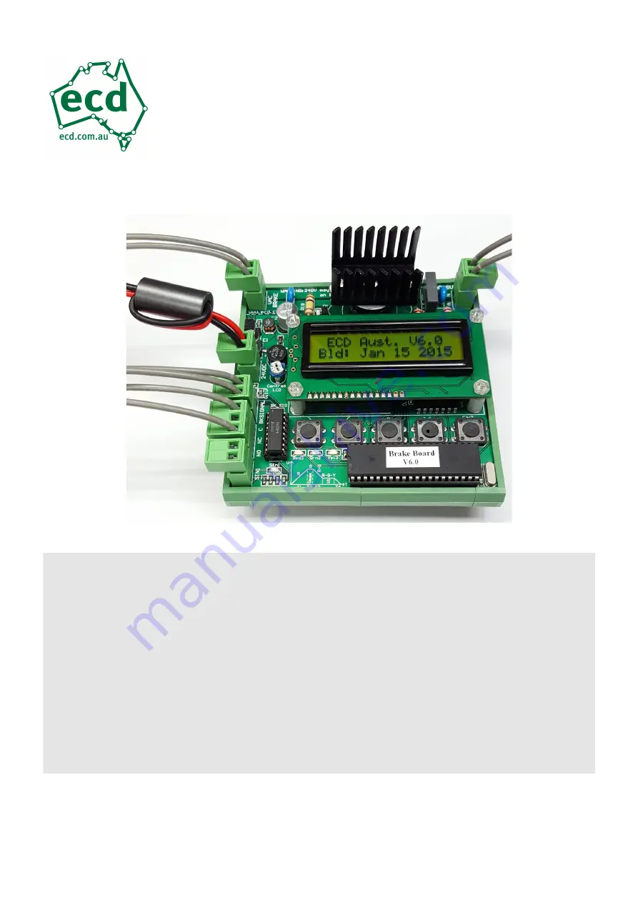 ECD Brake Board Operation Manual Download Page 1