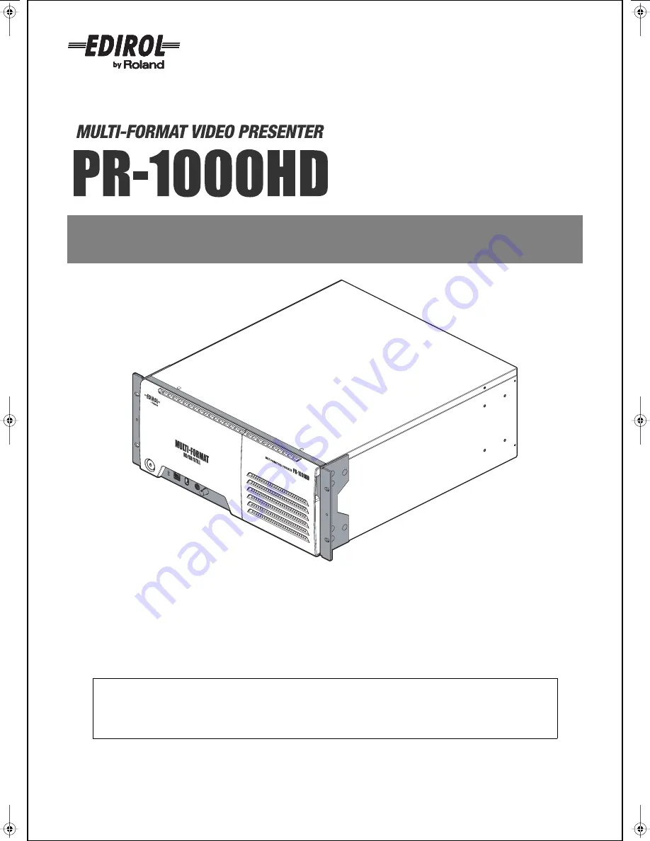 Edirol PR-1000HD Owner'S Manual Download Page 1