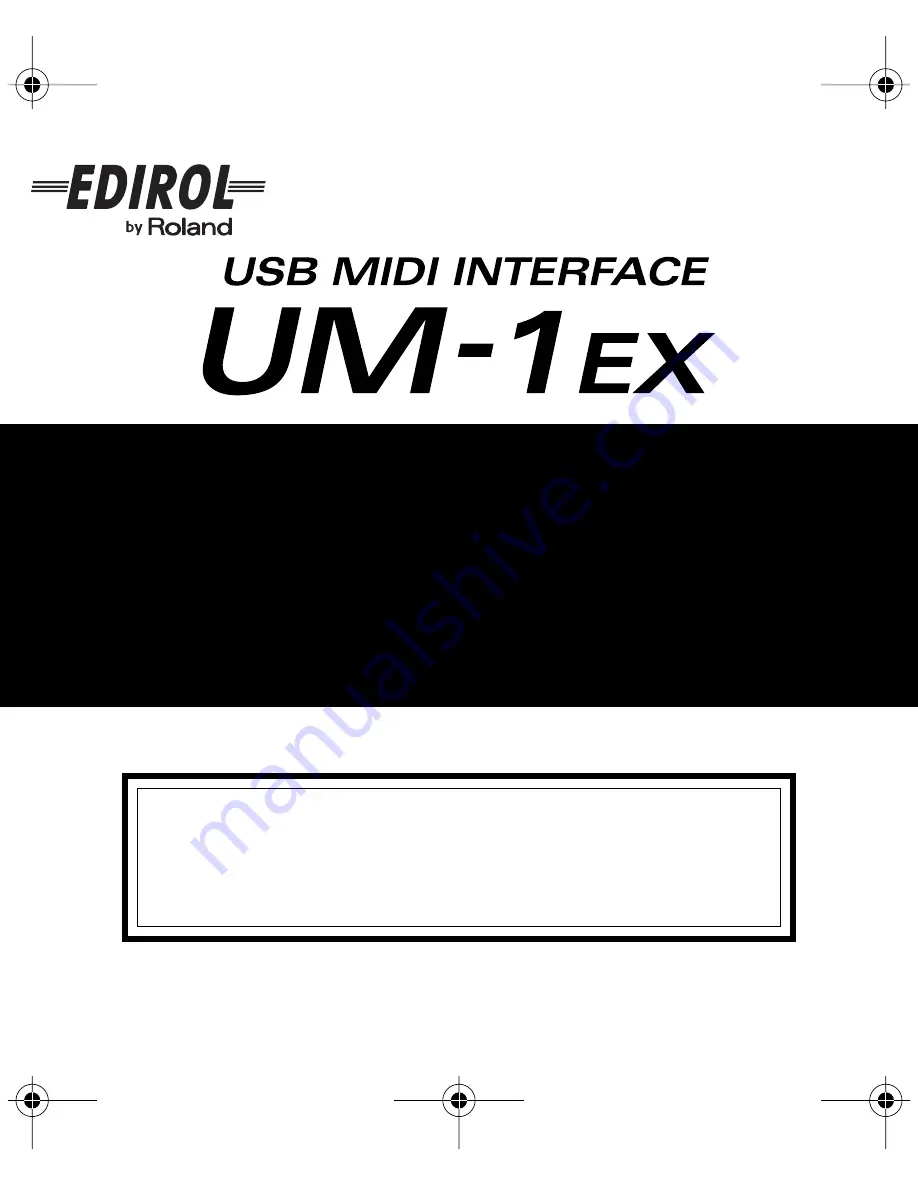 Edirol UM-1EX Owner'S Manual Download Page 1