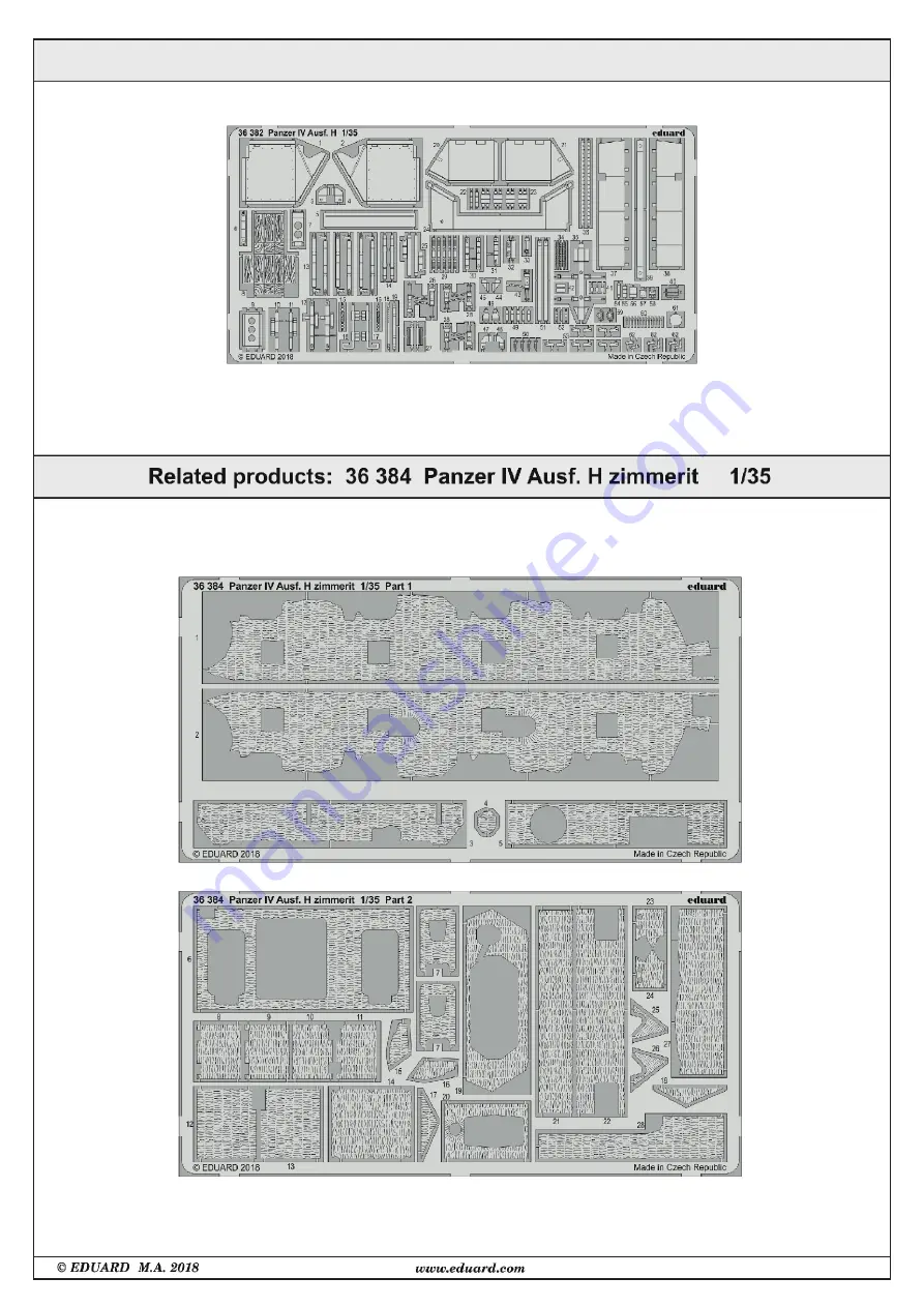 Eduard Panzer IV Ausf. H schurzen Manual Download Page 4