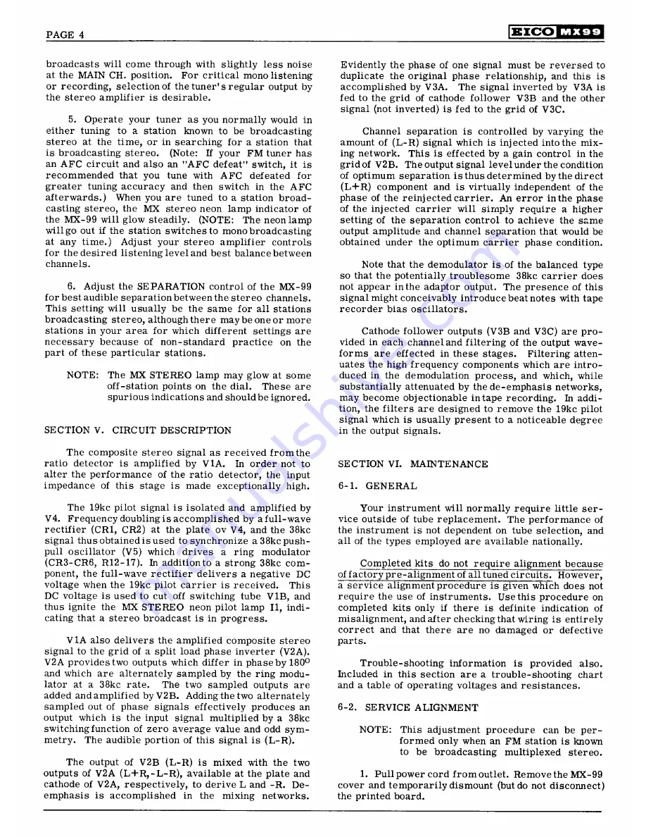 Eico MX-99 Instruction Manual Download Page 4