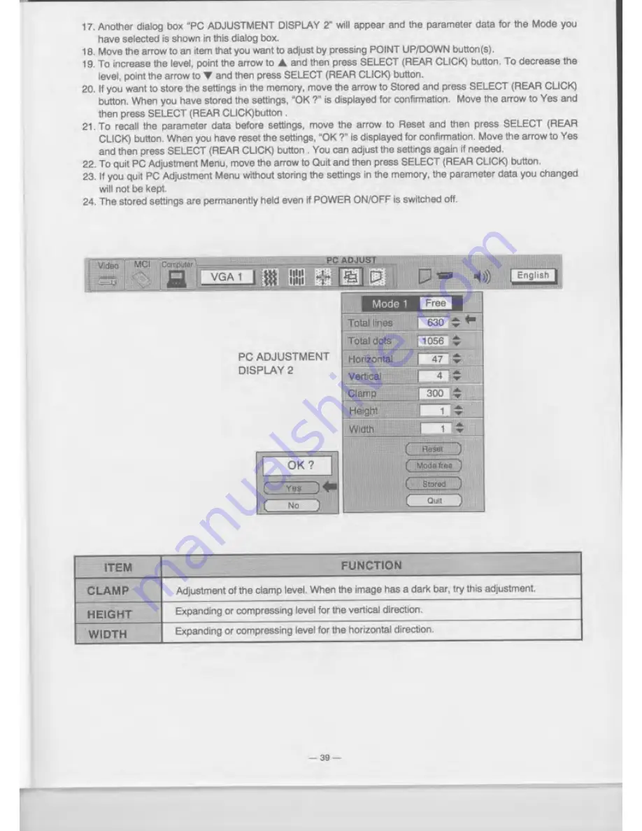 Eiki LC-NB1U Owner'S Instruction Manual Download Page 39