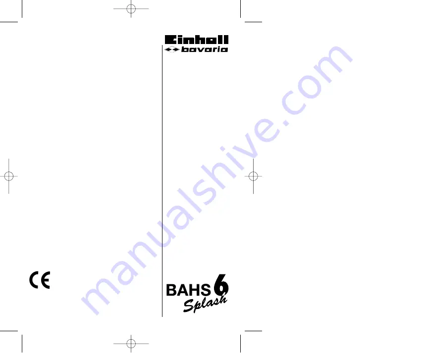 EINHELL Bavaria BAHS 6 Splash Скачать руководство пользователя страница 1