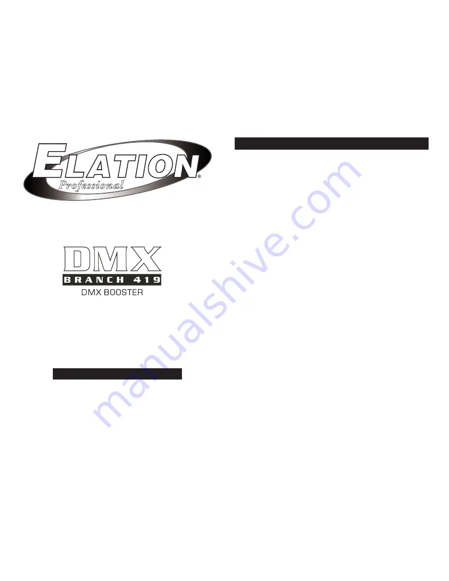 Elation DMX Branch 419 Скачать руководство пользователя страница 1