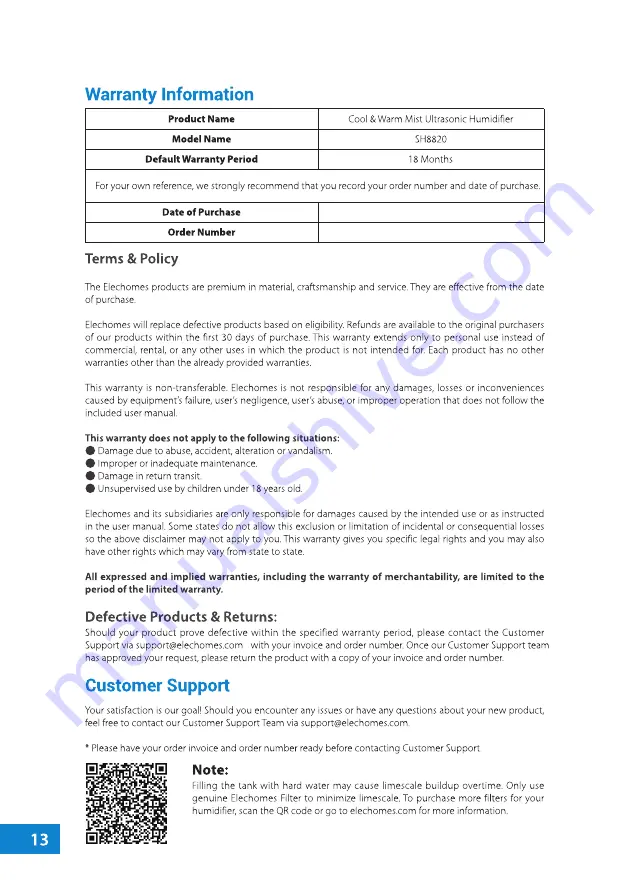 Elechomes SH8820 User Manual Download Page 18