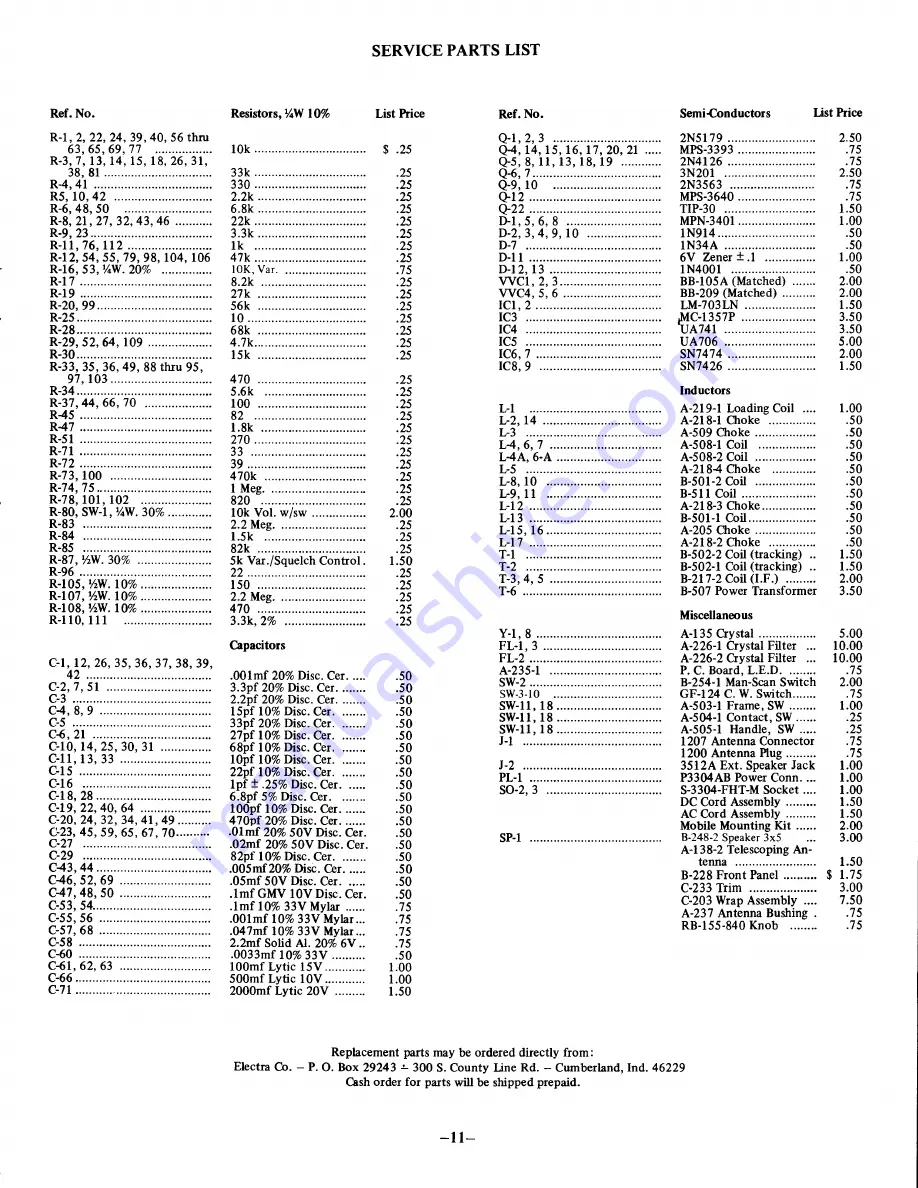 Electra bearcat IV Operating Instructions Manual Download Page 11