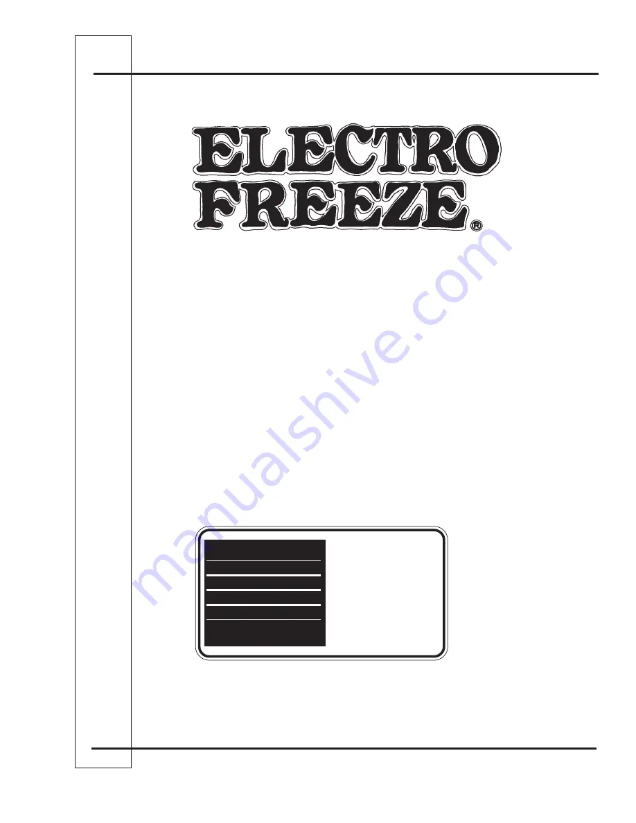 ELECTRO FREEZE 812 Operator'S Manual Download Page 43