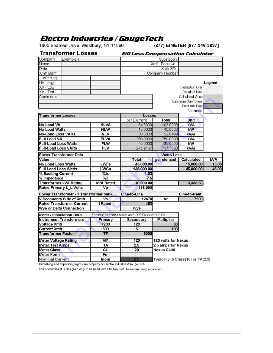 Electro Industries Nexus 1262 Installation & Operation Manual Download Page 187