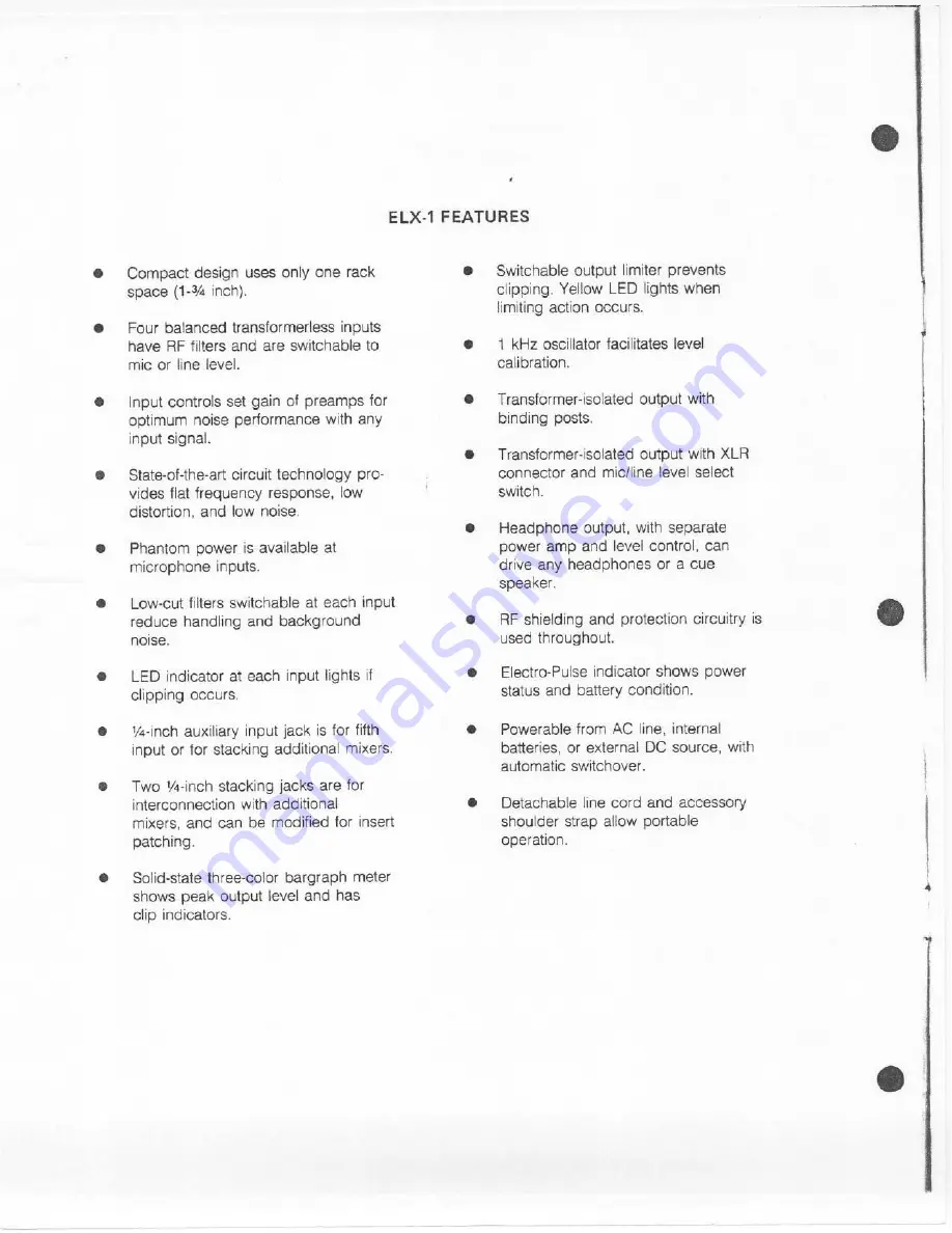 Electro-Voice ELX-1 Owner'S Manual Download Page 2