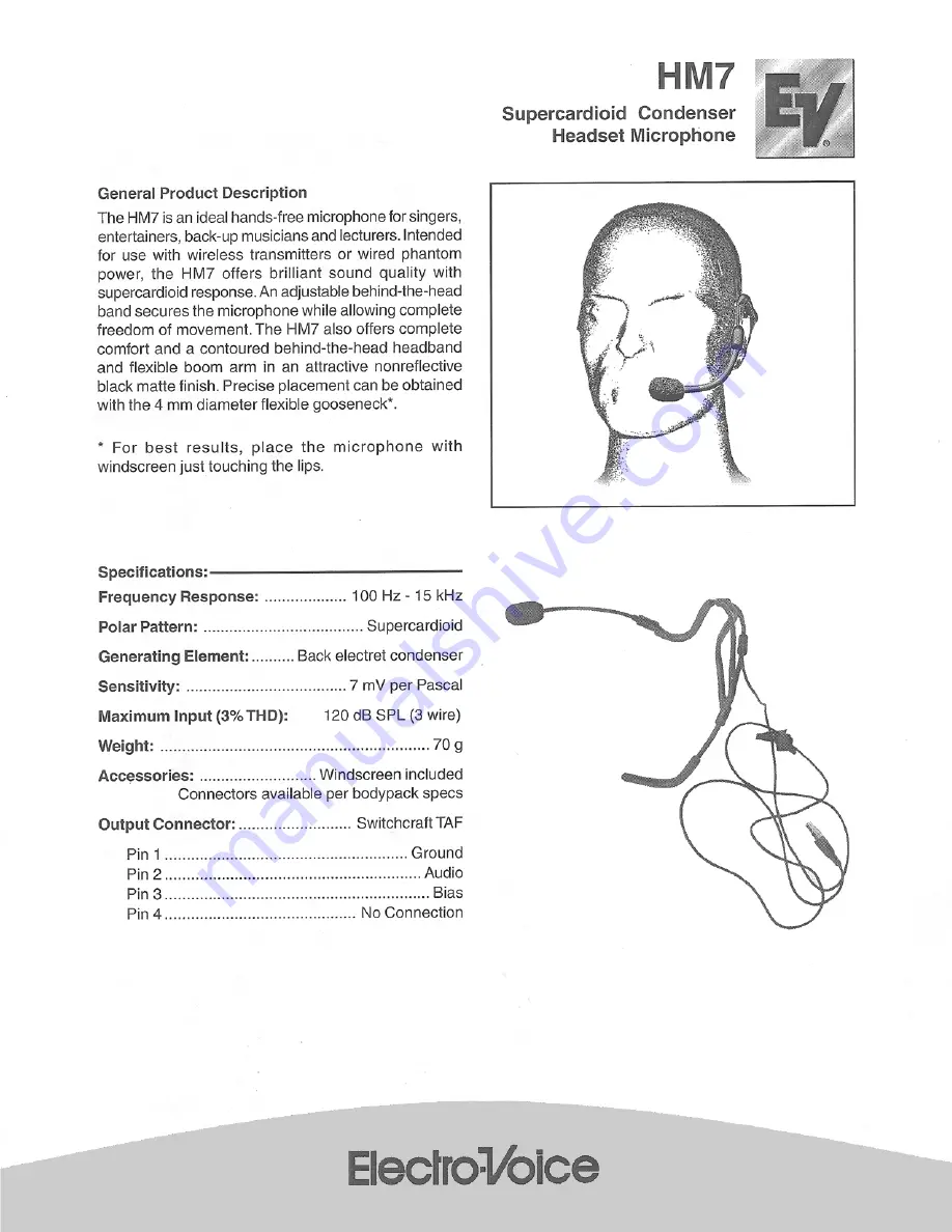 Electro-Voice HM7 Specifications Download Page 1