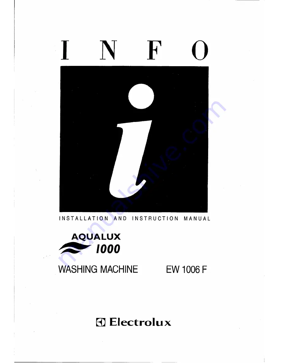 Electrolux 1000 Series Installation And Instruction Manual Download Page 1