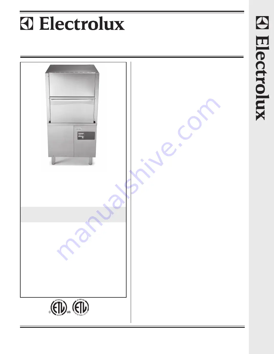 Electrolux 506031 Brochure & Specs Download Page 1