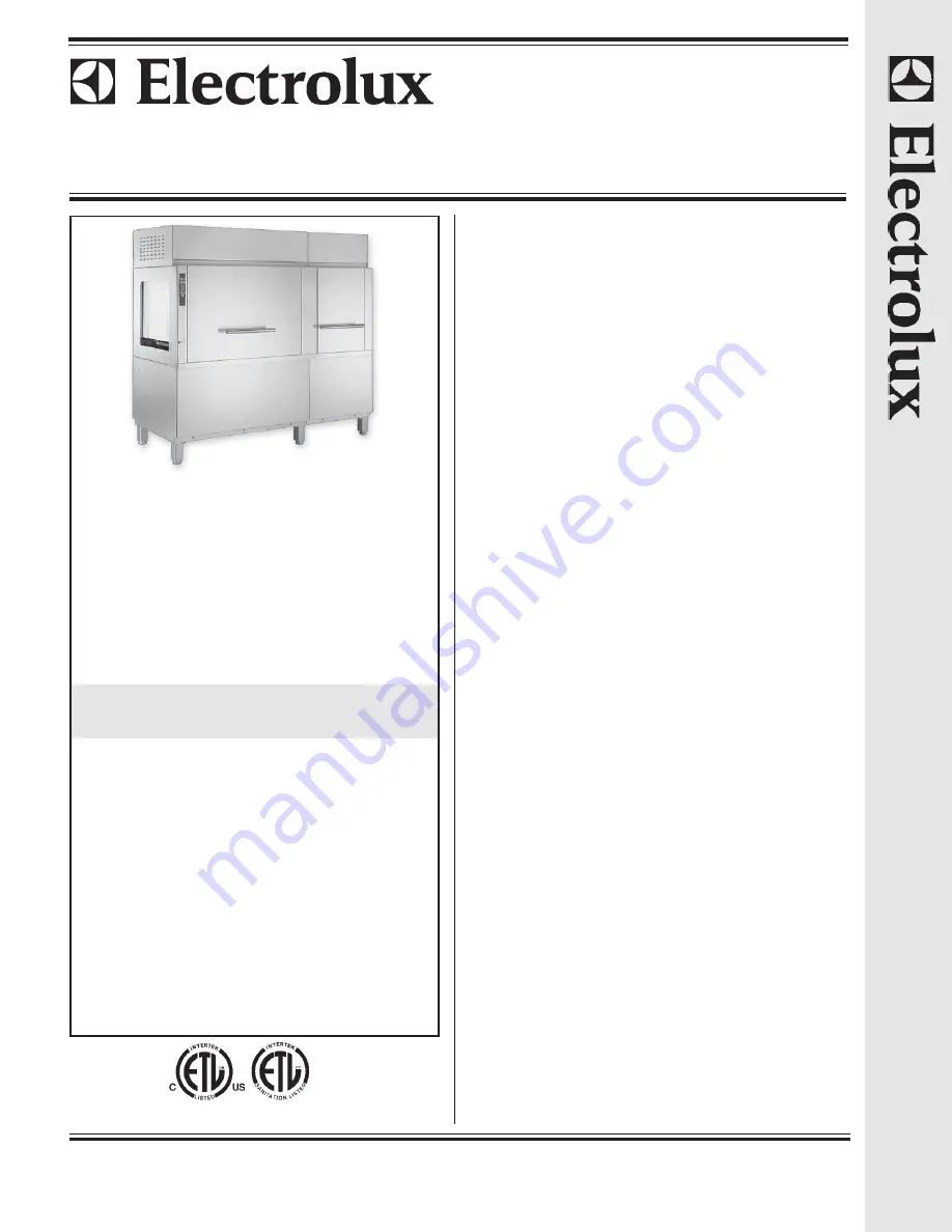 Electrolux 534094 Specification Sheet Download Page 1