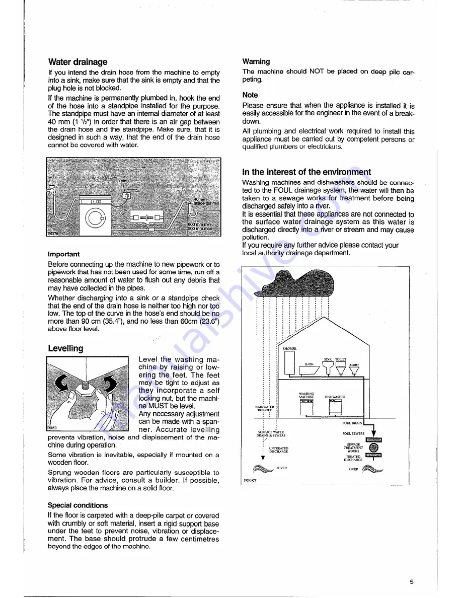 Electrolux AQUALUX 1000 EW 1006 F Installation And Instruction Manual Download Page 5