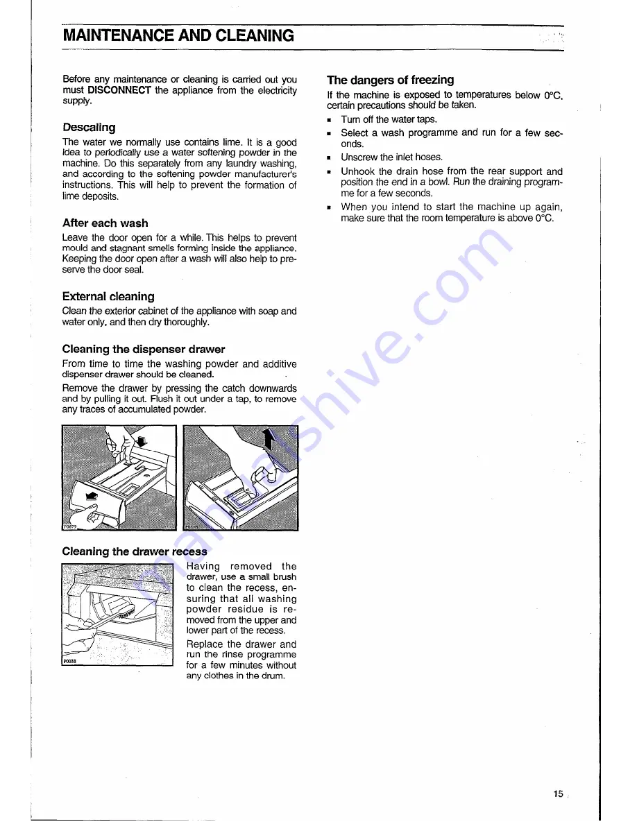 Electrolux AQUALUX 1000 EW 1006 F Installation And Instruction Manual Download Page 15