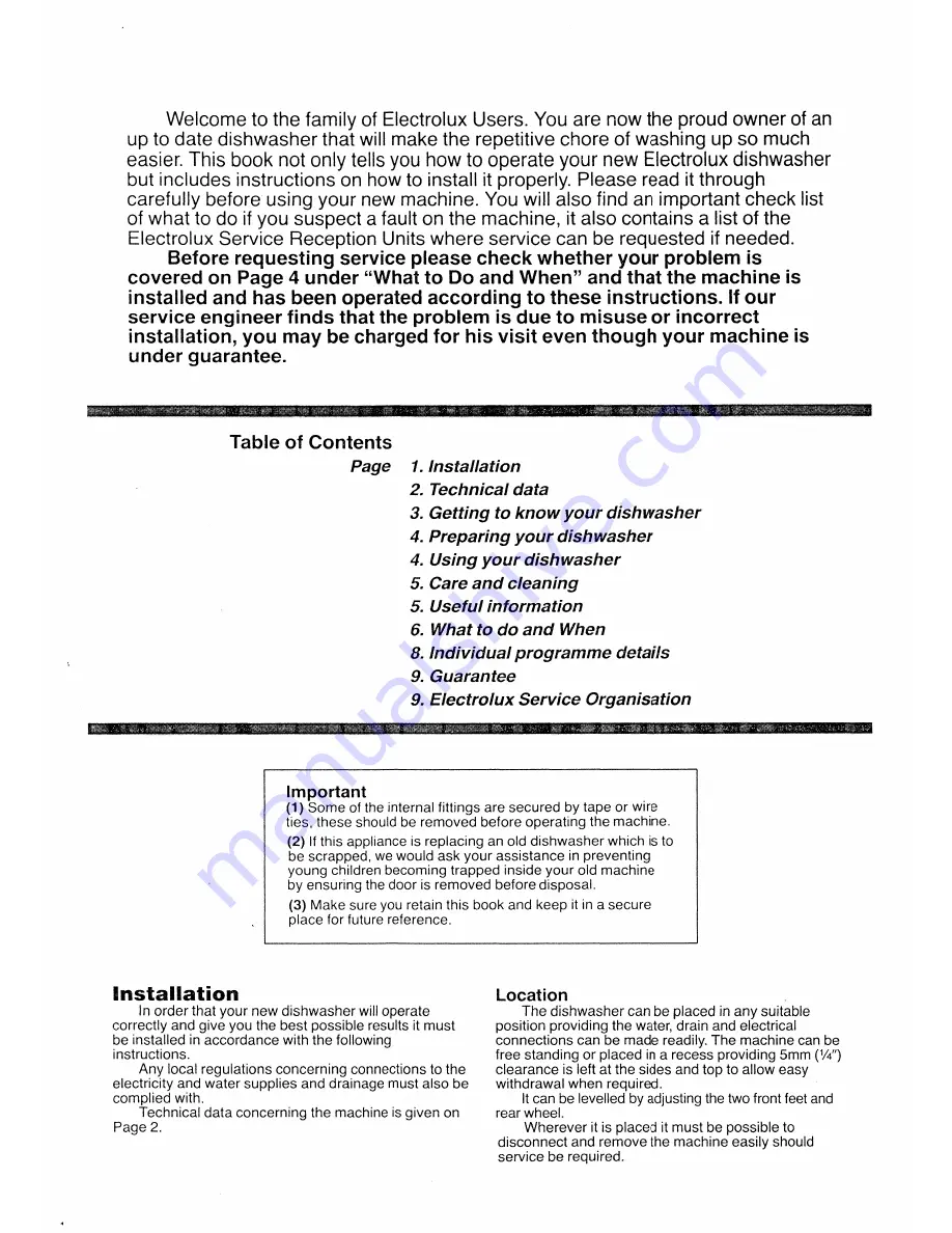 Electrolux BW 200 Instructions For Installation And Use Manual Download Page 3