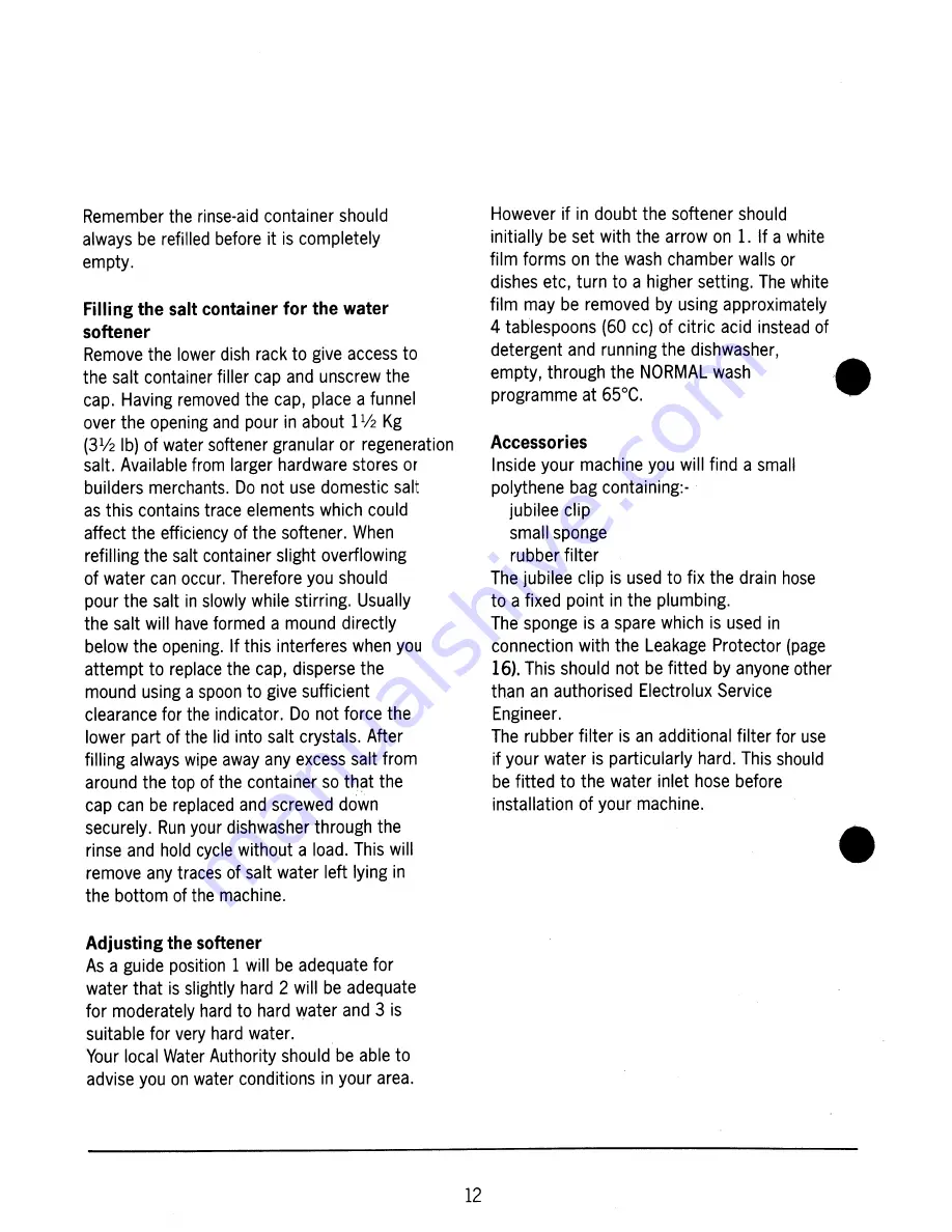 Electrolux BW3100 User Handbook Manual Download Page 12