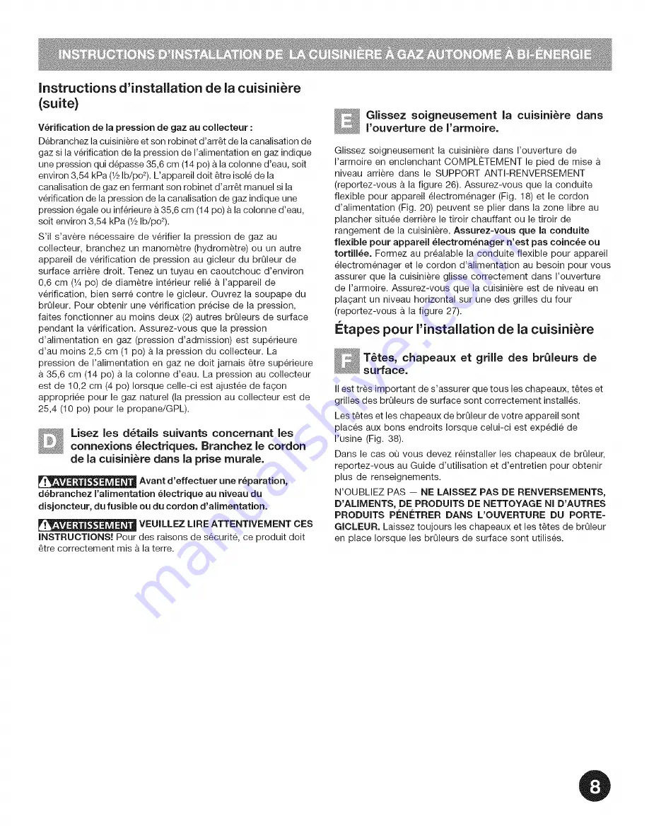 Electrolux CEW30DF6GBC Installation Instructions Manual Download Page 19