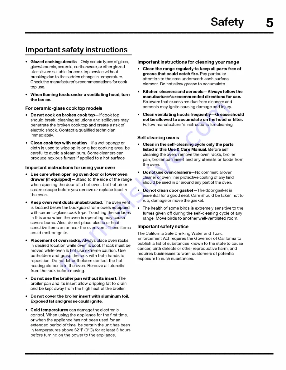 Electrolux CEW30IF6ISA Use & Care Manual Download Page 5