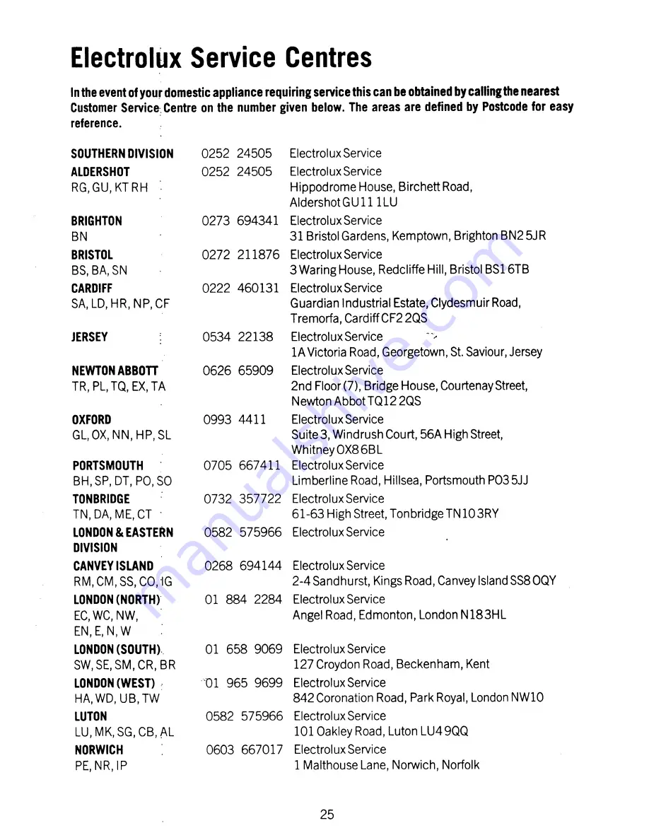 Electrolux CF502 User Handbook Manual Download Page 27