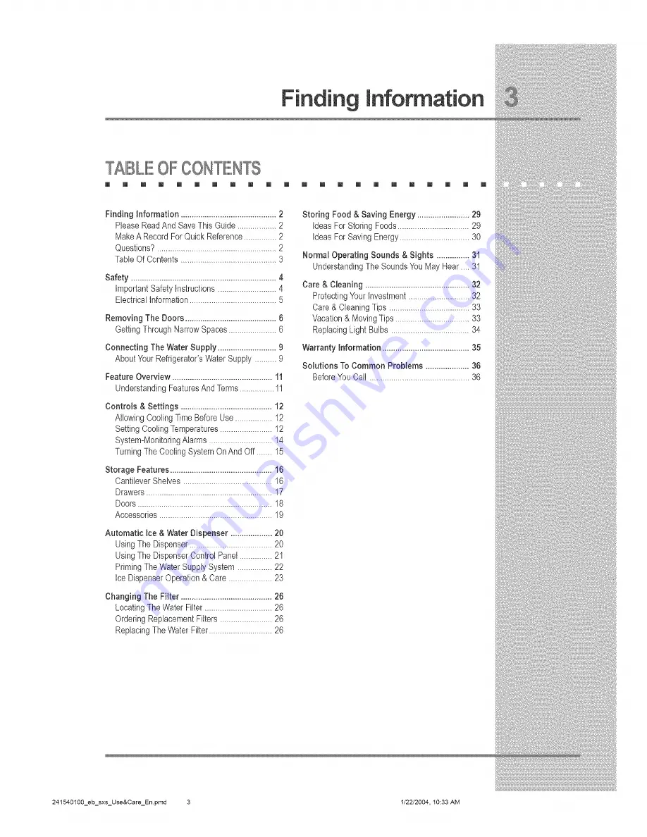 Electrolux E23CS75DSS1 Use & Care Manual Download Page 3