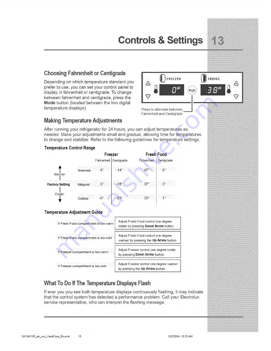 Electrolux E23CS75DSS1 Use & Care Manual Download Page 13