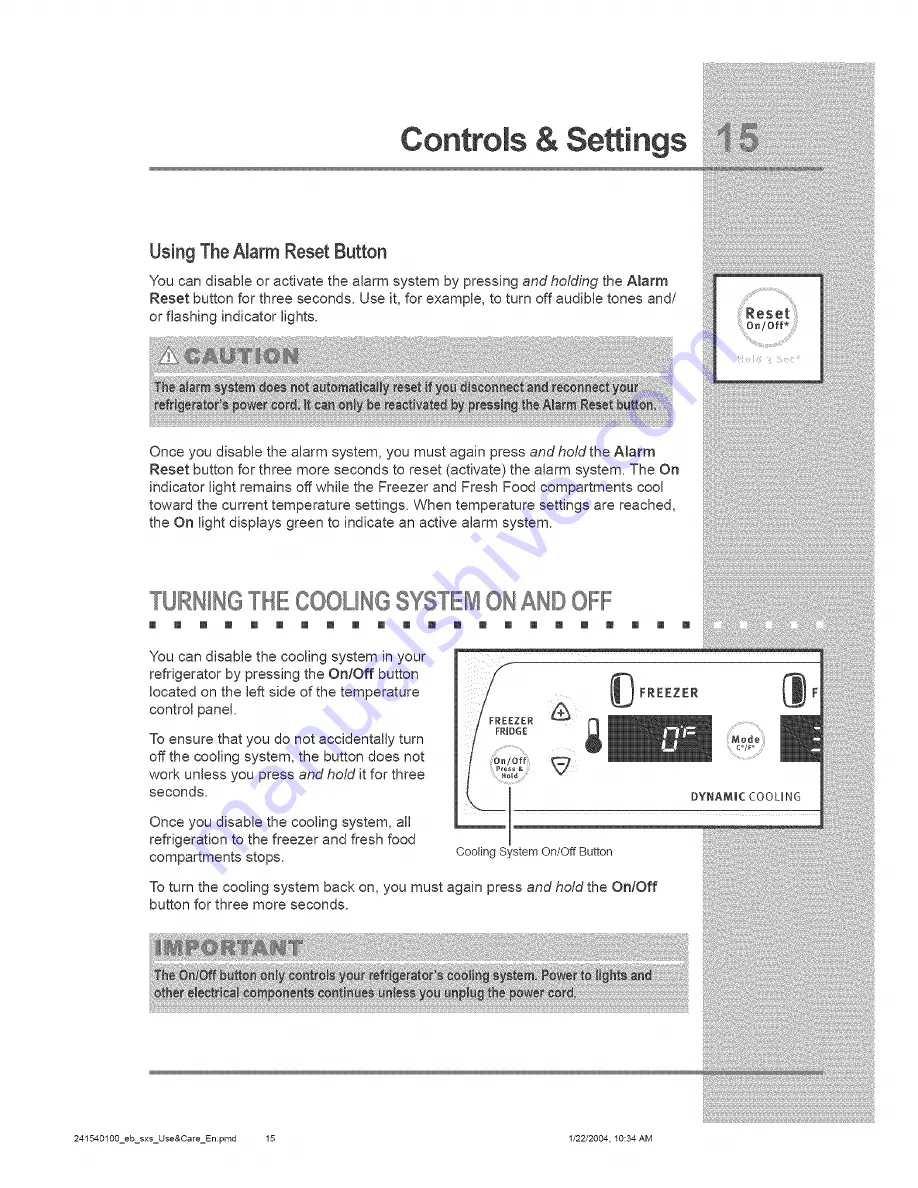 Electrolux E23CS75DSS1 Use & Care Manual Download Page 15