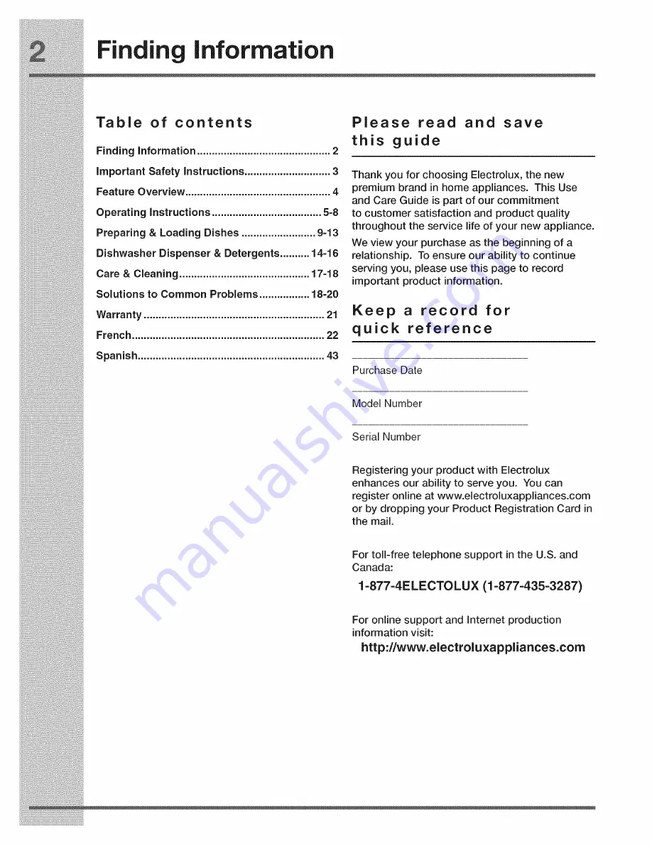 Electrolux E24ID74QPS0A Use And Care Manual Download Page 2