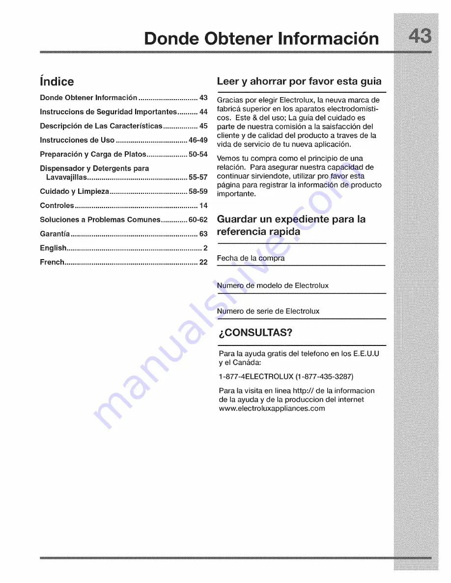 Electrolux E24ID74QPS0A Use And Care Manual Download Page 43