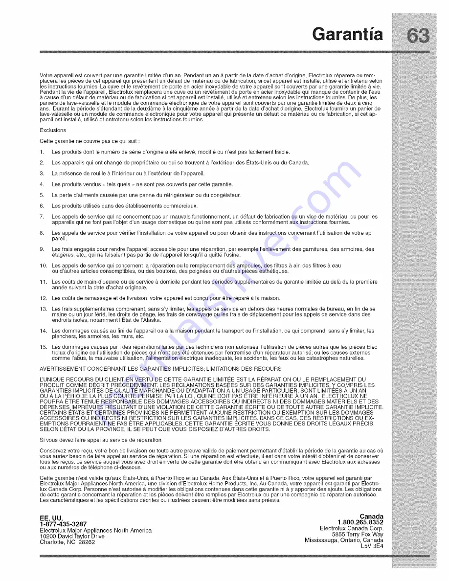 Electrolux E24ID74QPS0A Use And Care Manual Download Page 63