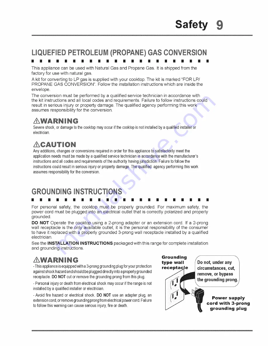 Electrolux E30GF74HPS2 Use & Care Manual Download Page 9