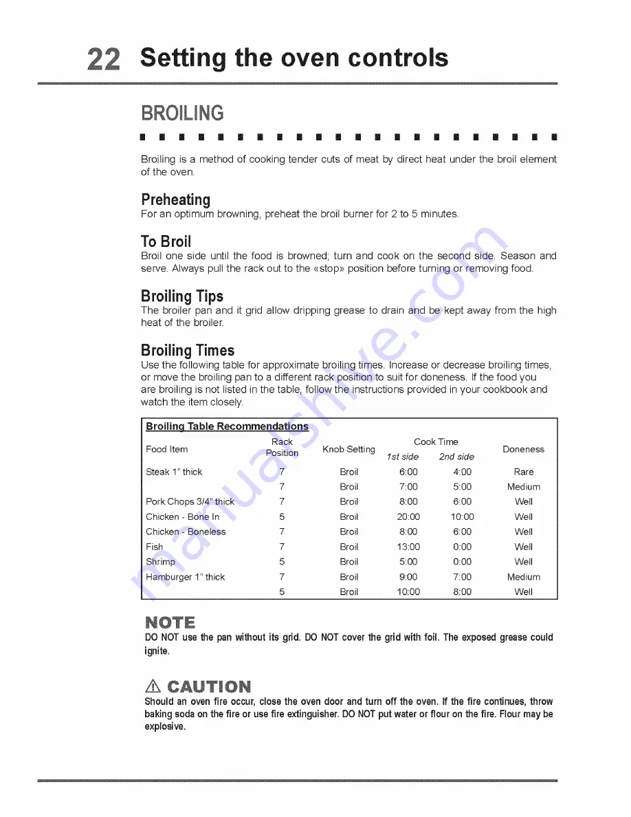 Electrolux E30GF74HPS2 Use & Care Manual Download Page 22