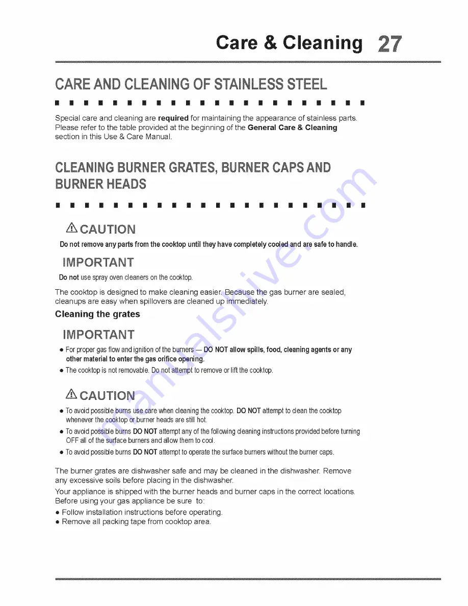 Electrolux E36GF76JPS2 Use & Care Manual Download Page 27