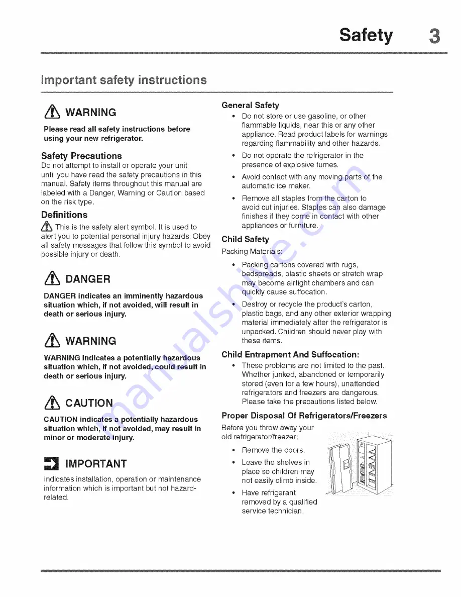 Electrolux EI23CS55GB4 Use & Care Manual Download Page 3