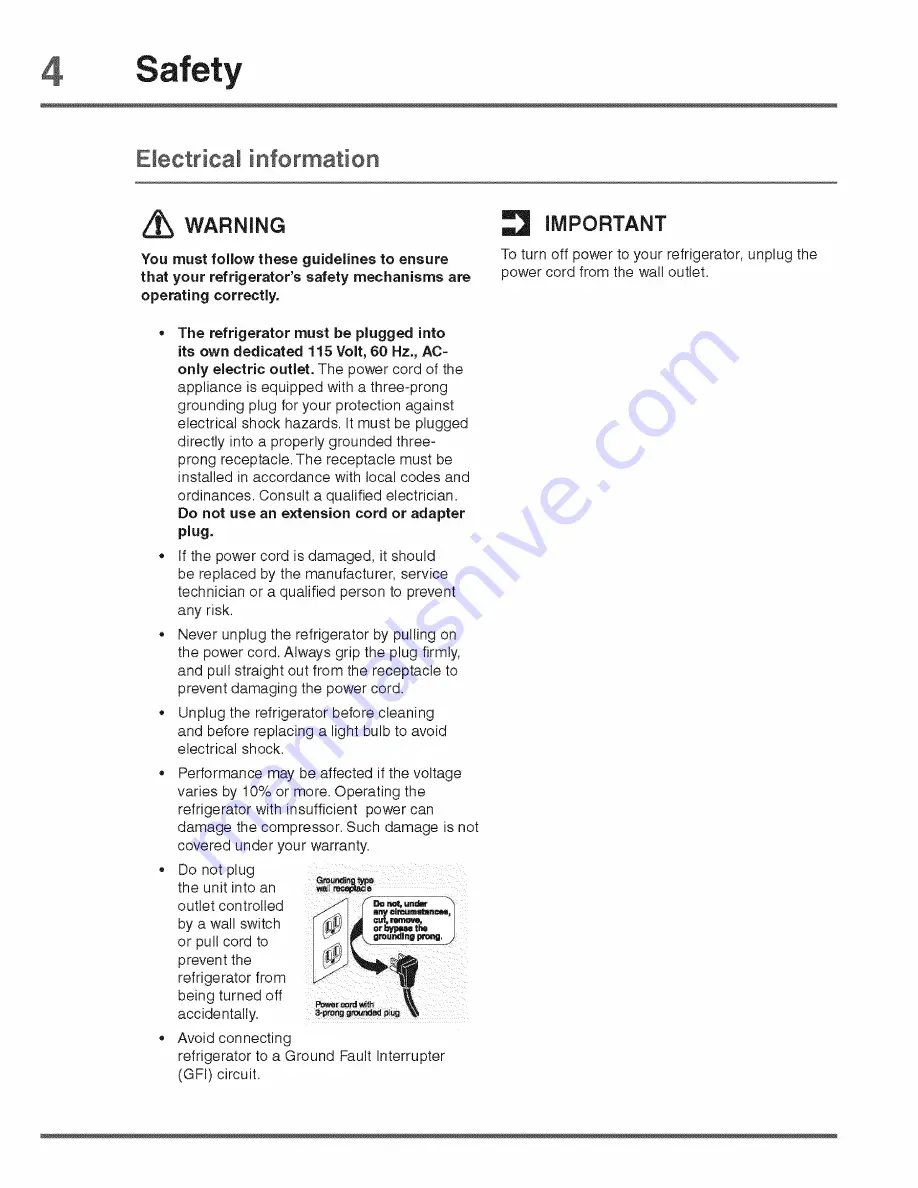 Electrolux EI23CS55GB4 Use & Care Manual Download Page 4