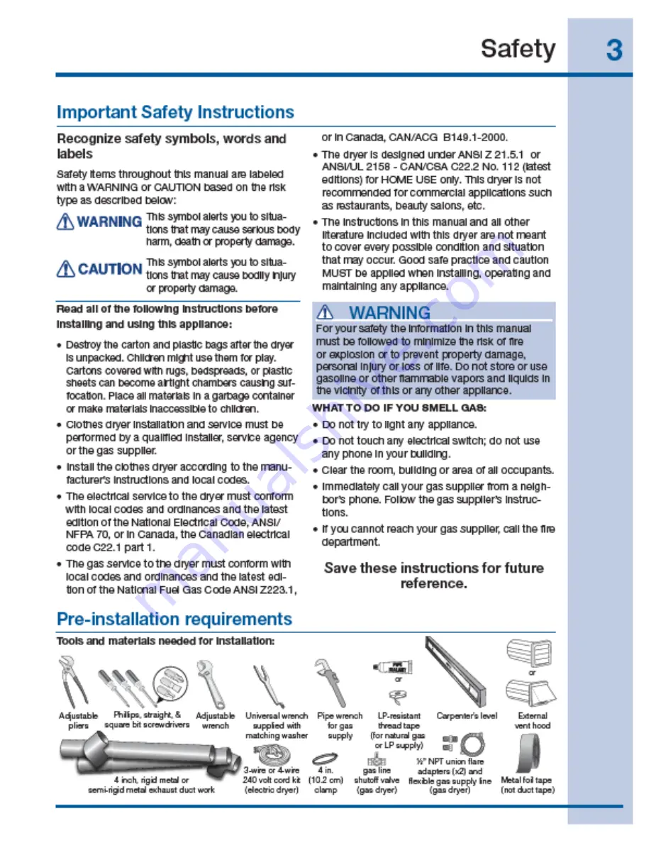 Electrolux EIED55H IW Installation Instructions Manual Download Page 3