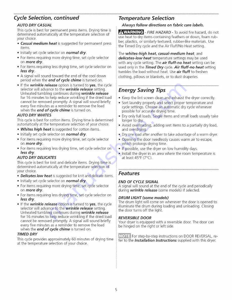 Electrolux EKDR14XAKW0 Owner'S Manual Download Page 5