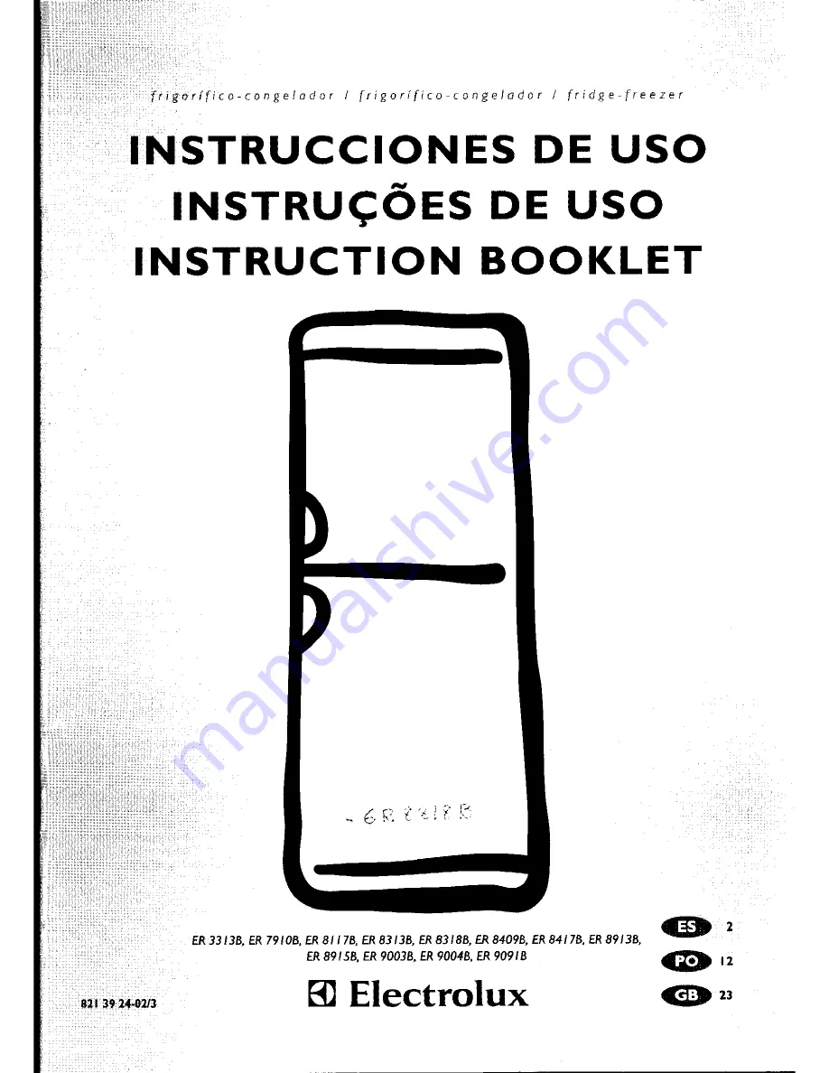 Electrolux ER 3313B Instruction Booklet Download Page 1