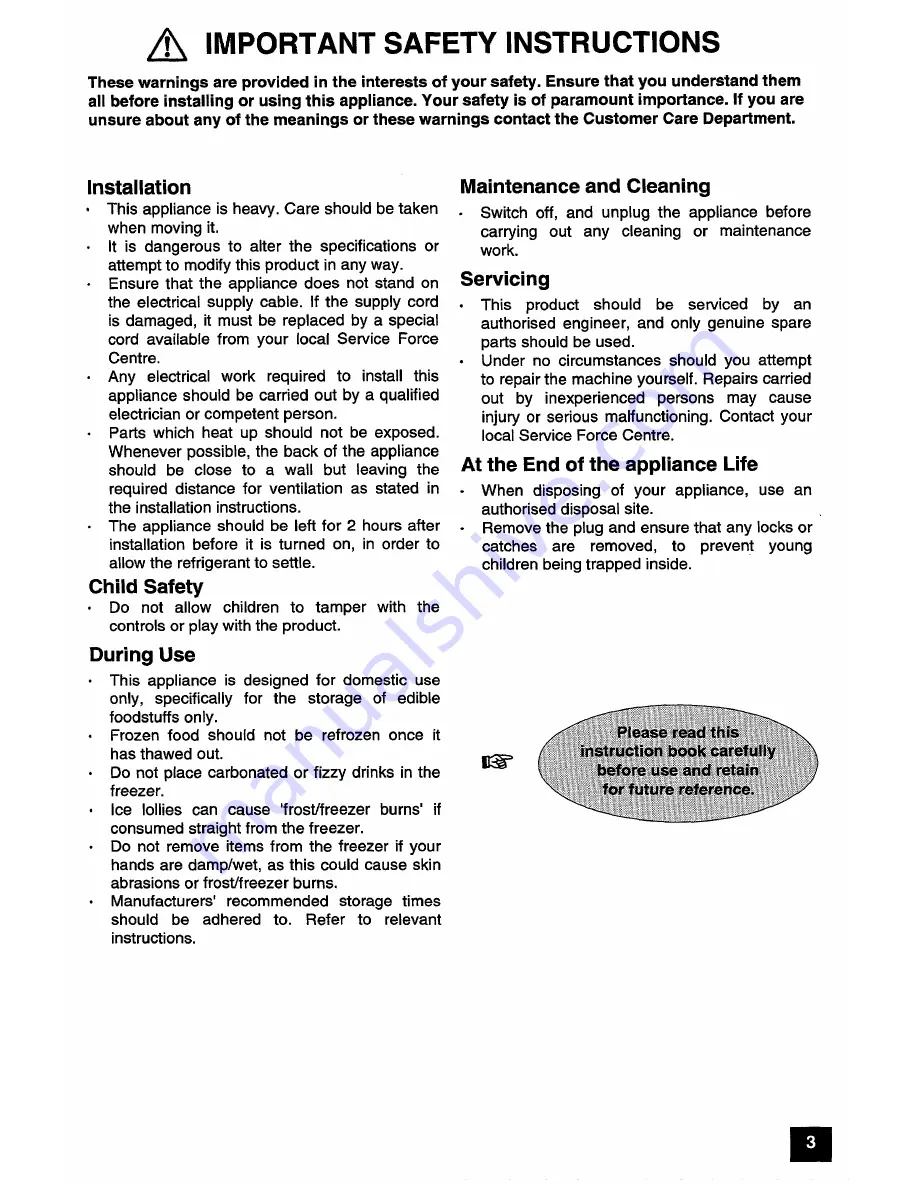 Electrolux ER 7659B Installation And Instruction Manual Download Page 3