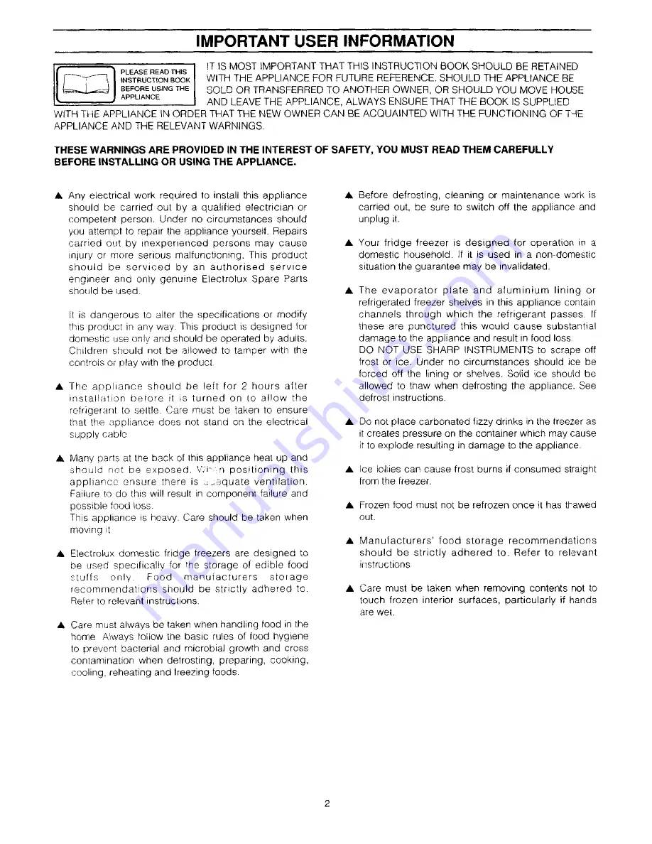 Electrolux ER2440D Instructions Manual Download Page 4