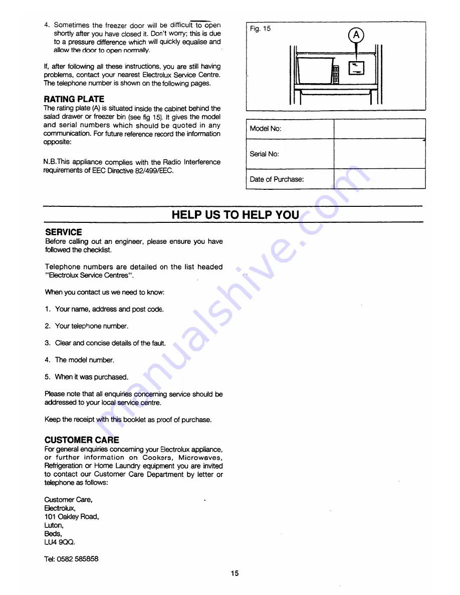 Electrolux ER2658B Installation And Instruction Manual Download Page 17