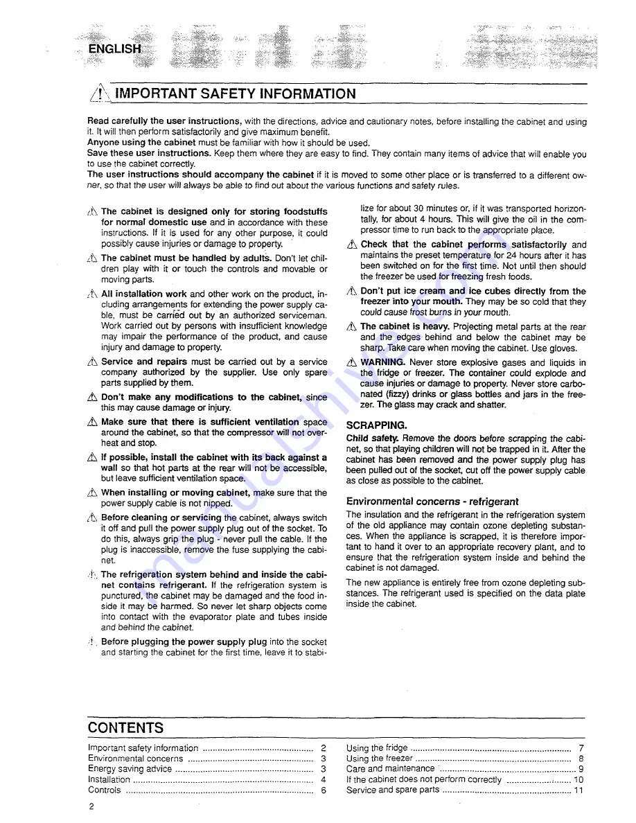 Electrolux ER3215B Instruction Booklet Download Page 2