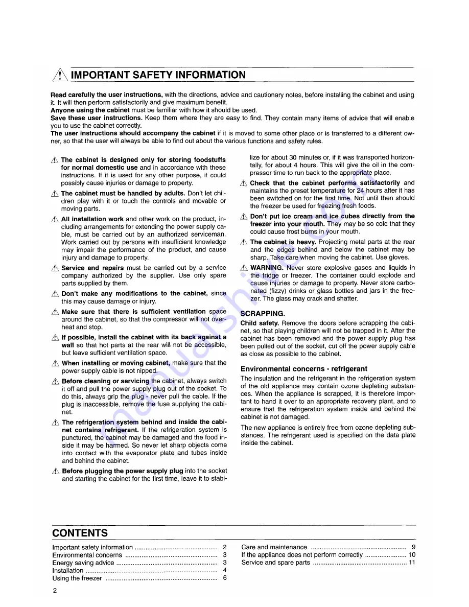 Electrolux EU 7117C Instruction Booklet Download Page 2