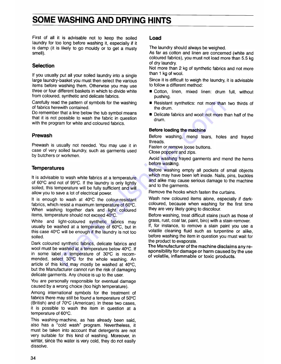 Electrolux EW 1230 W Installation And Instruction Manual Download Page 15