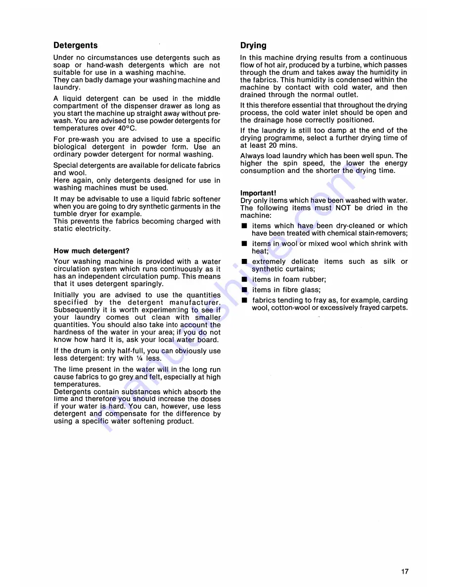 Electrolux EW 1232 W Installation And Instruction Manual Download Page 17