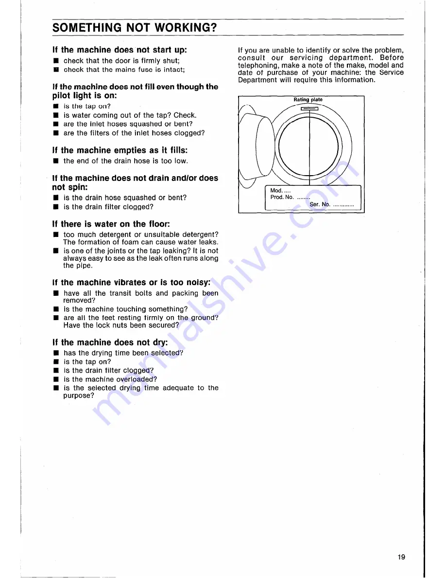 Electrolux EW 1246 W Installation And Instruction Manual Download Page 19